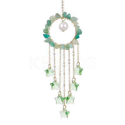 Glass Star Pendant Decorations HJEW-JM01247-1