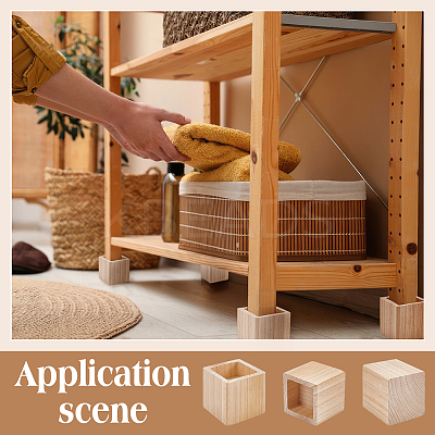 Square Wood Furniture Legs LS-AJEW-WH0661-19A-1