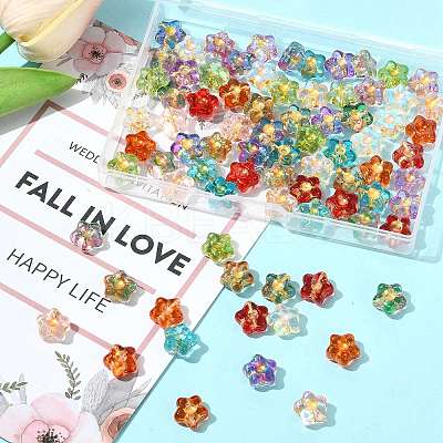 80Pcs 10 Colors Electroplate and Golden Metal Enlaced Glass Beads EGLA-FS0001-56-1