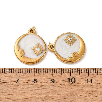 304 Stainless Steel Enamel Pendants STAS-U061-03G-1