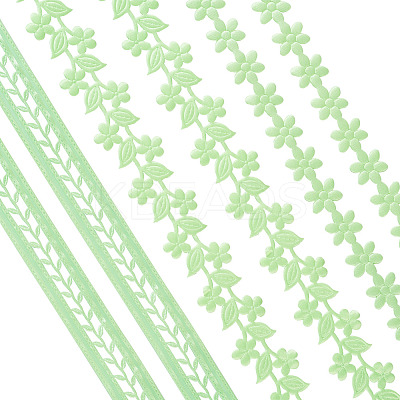 15Yards 3 Styles Polyester Hollow Leaf Ribbons OCOR-TA0002-79A-1