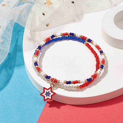 Glass Seed Beaded Stretch Bracelet BJEW-MZ00054-03-1