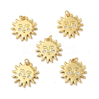 Rack Plating Brass Micro Pave Clear Cubic Zirconia Pendants KK-H431-23G-1