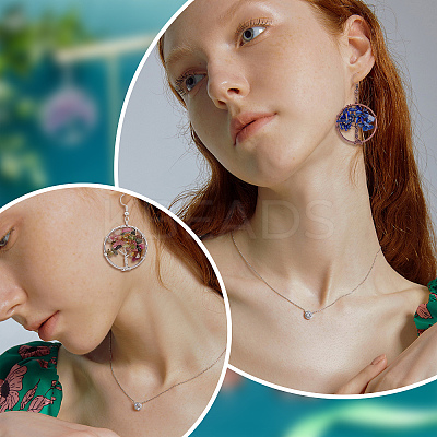 5 Pairs 5 Style Natural Mixed Stone Chip Beads Wrapped Tree of Life Dangle Earrings for Women EJEW-UN0001-97-1