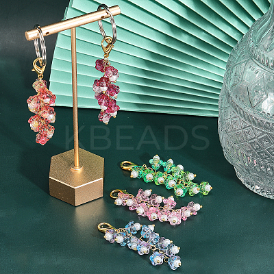 10Pcs 5 Colors Trumpet Flower Glass Pendant Decorations HJEW-CA0001-45-1