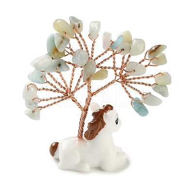 Natural Amazonite Chips Tree of Life Decorations DJEW-A017-01O-1