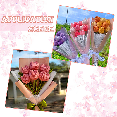 9Pcs 3 Colors Polyester with Iron Wire Artificial Tulip Flower AJEW-SC0031-42A-1