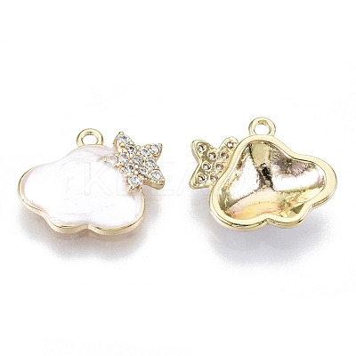 Brass Micro Pave Cubic Clear Zirconia Charms KK-N232-134-NF-1