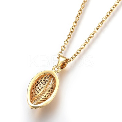 Brass Micro Pave Cubic Zirconia Pendant Necklaces NJEW-O108-04G-1