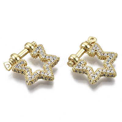 Brass Micro Pave Clear Cubic Zirconia D-Ring Anchor Shackle Clasps ZIRC-S066-049-NF-1