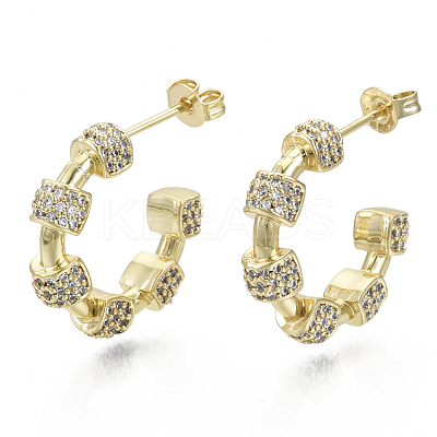 Brass Micro Pave Cubic Zirconia Stud Earrings KK-R137-029A-NF-1