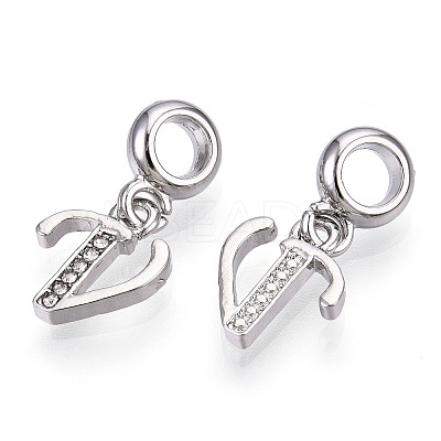 Platinum Rack Plating Alloy Rhinestone European Dangle Charms PALLOY-T048-36P-V-1