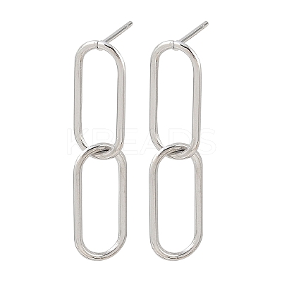 Oval 316 Stainless Steel Dangle Stud Earrings EJEW-D339-04P-1
