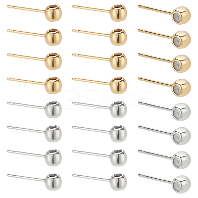 40Pcs 2 Colors Rack Plating Brass Stud Earring Findings KK-PH0004-80-1