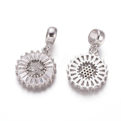 Brass Micro Pave Clear Cubic Zirconia European Dangle Charms OPDL-L016-01P-1