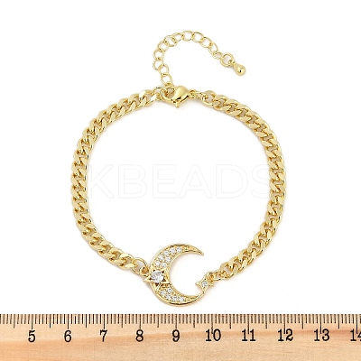 Brass Micro Pave Clear Cubic Zirconia Charm Bracelets BJEW-M050-01G-02-1