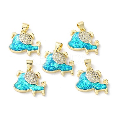 Rack Plating Brass Micro Pave Cubic Zirconia Pendants KK-C041-14G-1