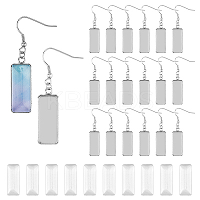 DIY Blank Rectangle Dome Earring Making Kit STAS-DC0015-38-1