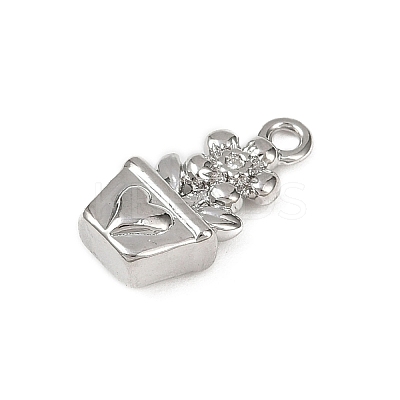 Brass Pave Clear Cubic Zirconia Pendants KK-L238-08P-1