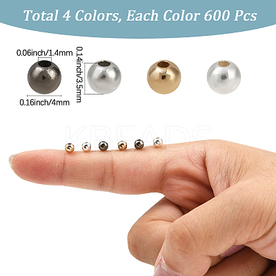 2400Pcs 4 Colors Round CCB Plastic Spacer Beads CCB-PA0001-05B-1