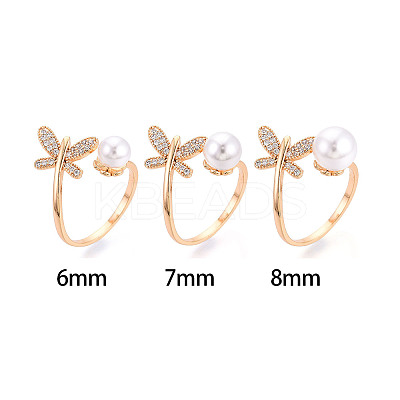 Butterfly Brass Micro Pave Clear Cubic Zirconia Cuff Ring Settings KK-T076-31G-1