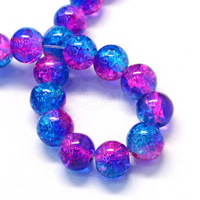 Baking Paint Transparent Crackle Glass Round Bead Strands DGLA-Q018-8mm-49-1