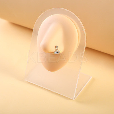 316L Surgical Stainless Steel Micro Pave Clear Cubic Zirconia L-Shaped Nose Rings WGEAB3E-04-1