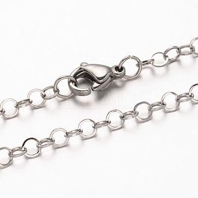 Tarnish Resistant 304 Stainless Steel Rolo Chain Necklaces NJEW-L349-02P-1
