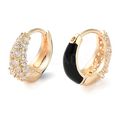 Brass Micro Pave Clear Cubic Zirconia Hoop Earrings for Women LS-EJEW-S234-07G-01-1