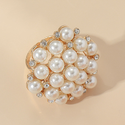 Round Plastic Imitation Pearl Finger Rings XJ9794-1