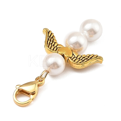 Angel Shell Pearl & Alloy Pendant Decoration HJEW-JM02402-1