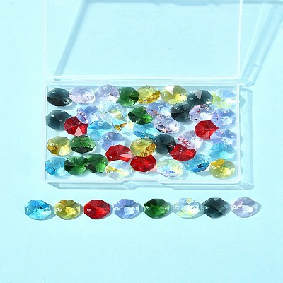 48Pcs 8 Colors Electroplate Glass Links Connectors EGLA-FS0001-48-1
