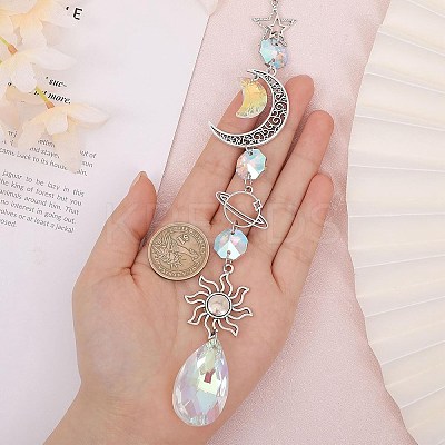 Teardrop Glass Rhinestone Pendant Decoration HJEW-CA0001-55-1