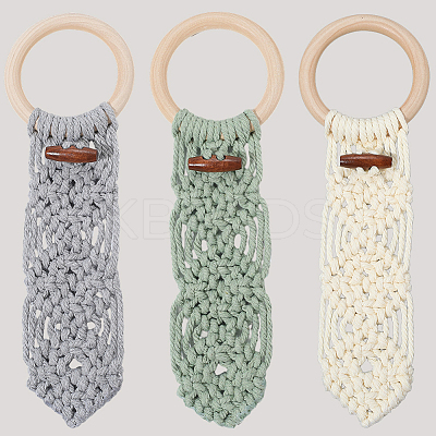 3Pcs 3 Colors Cotton Thread Weave Towel Rack AJEW-GF0011-75-1