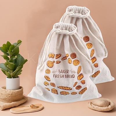 2Pcs Linen Bread Print Pouches AJEW-CP0003-81B-1
