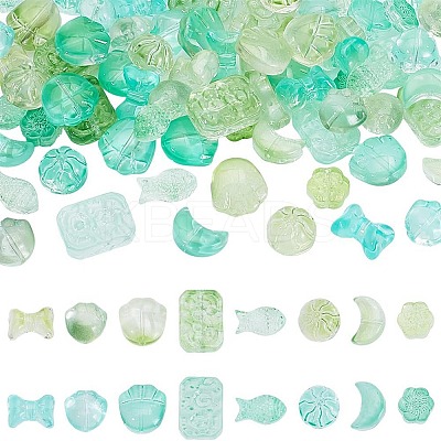 160Pcs 16 Styles Transparent Spray Painted Glass Beads GLAA-GA0002-02-1