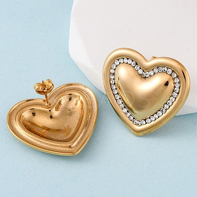 304 Stainless Steel Rhinestone Stud Earrings EJEW-K311-02G-1