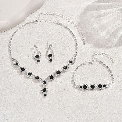 Teardrop Brass Rhinestone Necklaces & Link Bracelets & Stud Earring Sets FS-WGE0FD5-05-1
