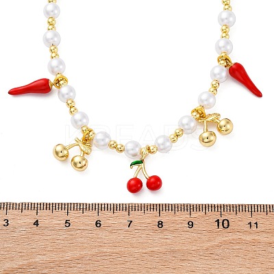 Brass Micro Pave Clear Cubic Zirconia Beaded Necklaces NJEW-Z059-04G-05-1