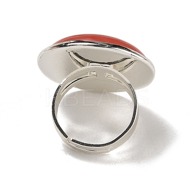 Cherry Quartz Glass Round Adjustable Rings RJEW-K371-09S-23-1