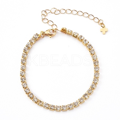 Brass Rhinestone Strass Chain Bracelets X-BJEW-JB06002-1