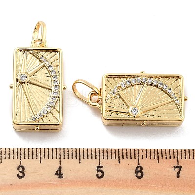 Brass Pave Clear Cubic Zirconia Pendants KK-U009-11C-G-1