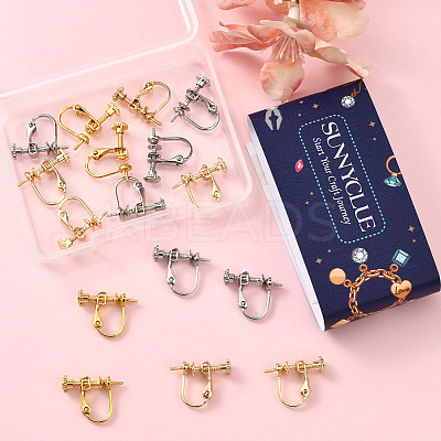 18Pcs 3 Colors Brass Clip-on Earring Findings KK-SC0006-61B-1