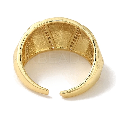 Rack Plating Brass Micro Pave Cubic Zirconia Cuff Ring RJEW-P104-11G-1
