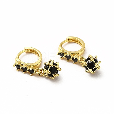 Cubic Zirconia Ball Dangle Hoop Earrings EJEW-H093-15G-1