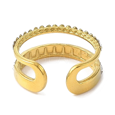 Ion Plating(IP) 304 Stainless Steel Open Cuff Ring for Women RJEW-F166-09G-02-1