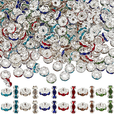 400Pcs Brass Acrylic Rhinestone Spacer Beads RB-SP0001-09A-1