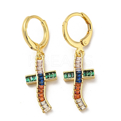 Real 18K Gold Plated Brass Dangle Leverback Earrings EJEW-A033-02G-01-1