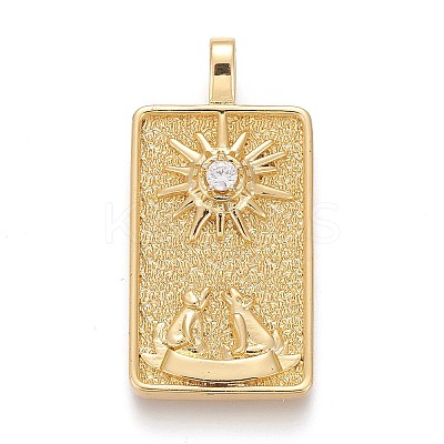 Brass Micro Pave Clear Cubic Zirconia Pendants X-ZIRC-Z004-01Q-1