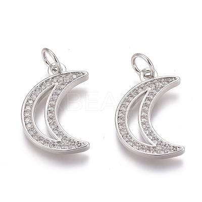 Brass Micro Pave Clear Cubic Zirconia Pendants ZIRC-Z008-24P-1